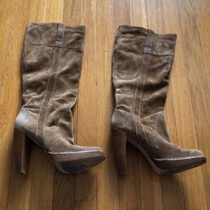 Michael Kors suede tan tall high heel boot sz 9